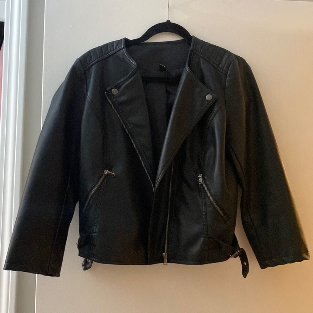 Women’s black leather jacket